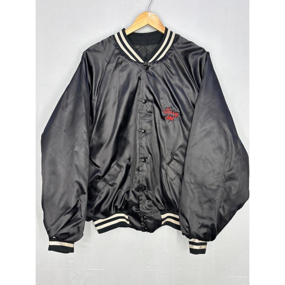 King Louie Satin Bomber Jacket Mens Black Stanton Lanes Jerry 300 XL Vintage